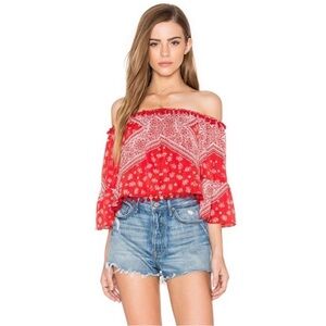 Tularosa Revolve Alexa Top in Cherry Red Scarf size XS Coachella boho